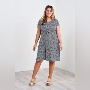 Latched Mama breastfeeding maternity dress - abstract herringbone navy